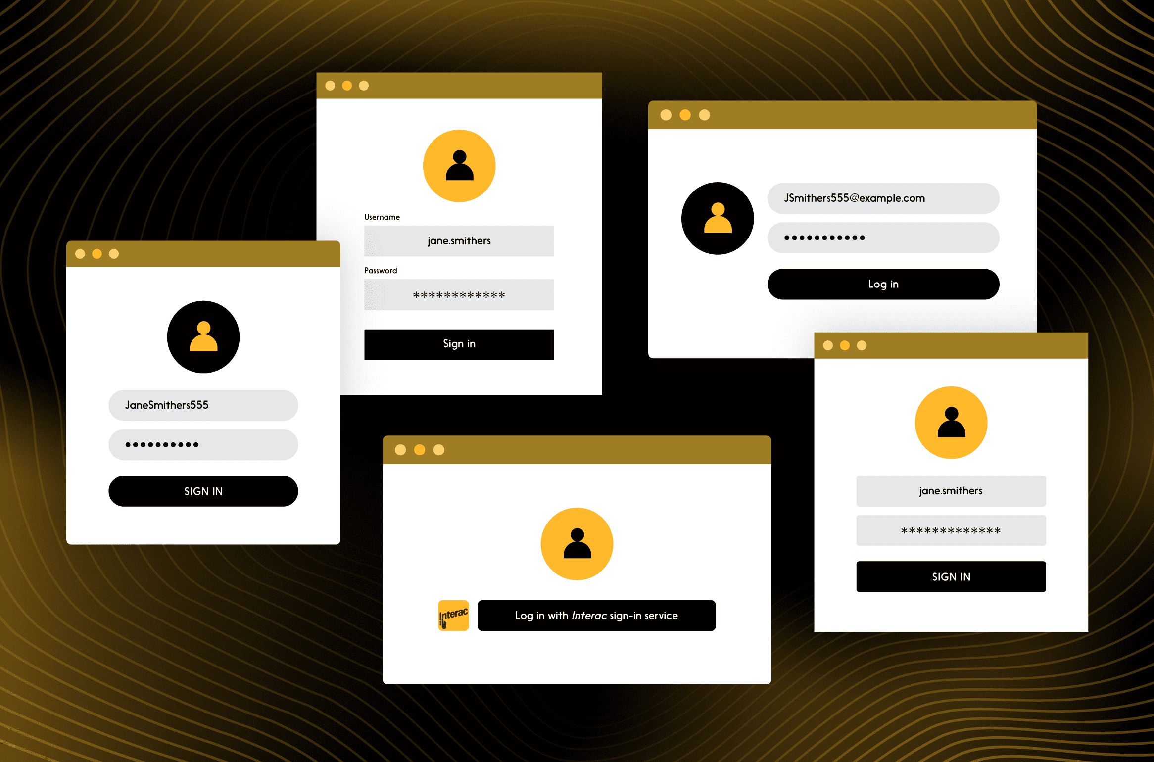 Several login pages cluttering a space